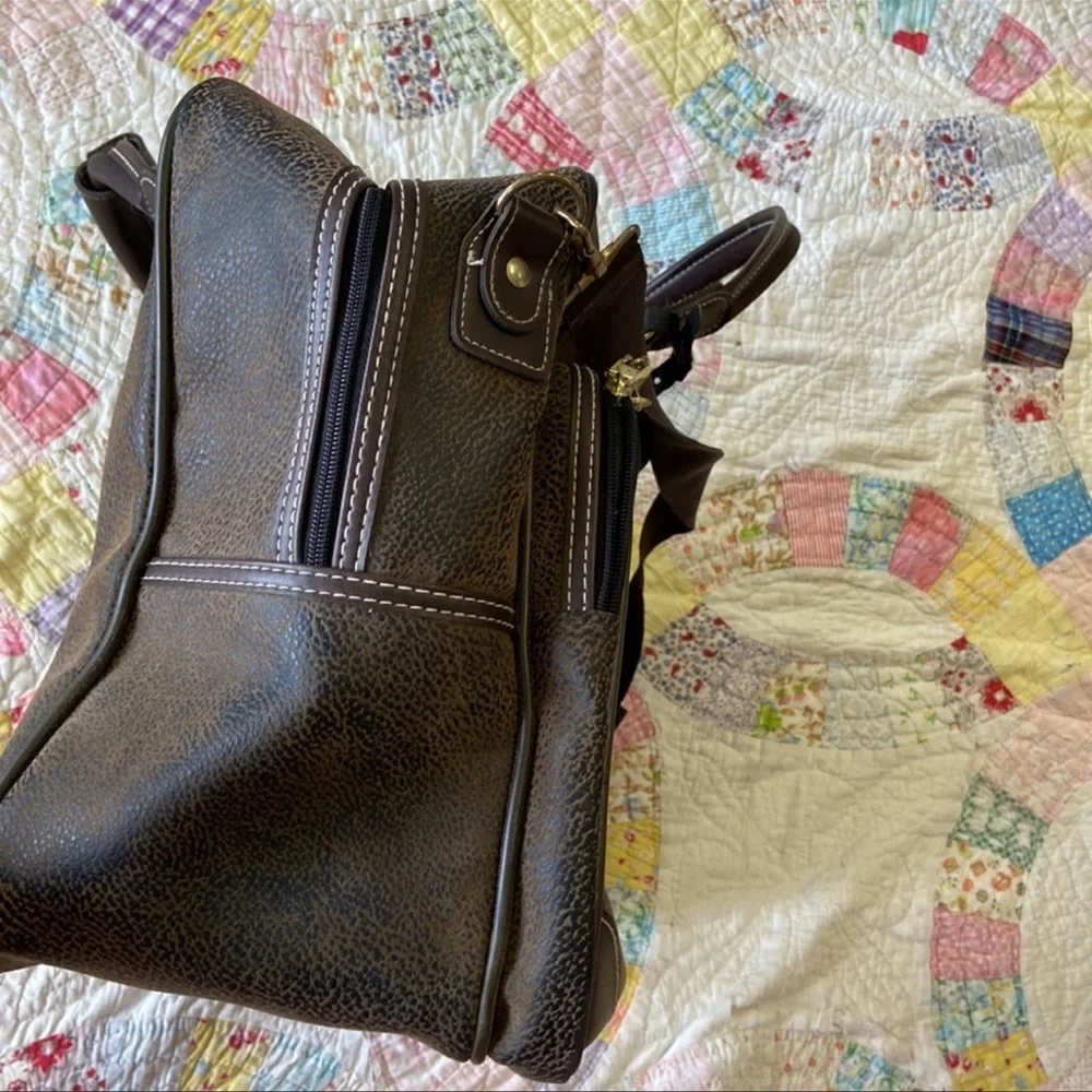 Vintage Oscar De La Renta | Faux Leather Pebbled Luggage Travel‎ Bag